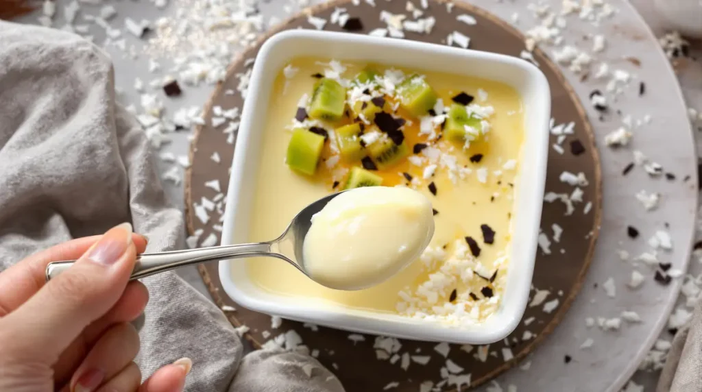 Plus léger qu'un flan antillais, ce dessert au délicieux goût de coco est très facile à préparer